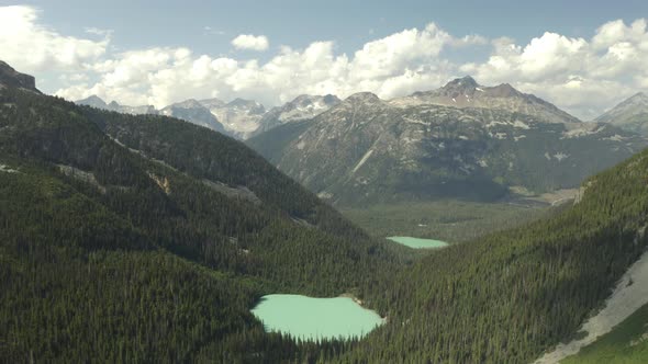 Joffre Lakes in British Columbia, Canada, Aerial Shot in 4K