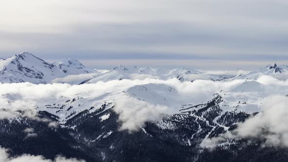 Beautiful Time Lapse View of Whistler Mountain and Canadian Nature Landscape