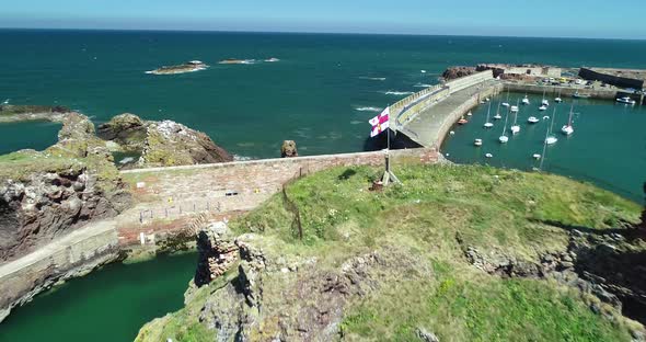 Taking flight over Bellhaven Bay in the gorgeous East Lothian region of Scotland. Flying over the Ba