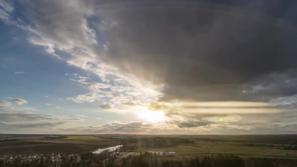 Beautiful Cloudy Landscape in Summer Time Lapse