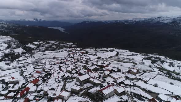 Snow covered village in Winter