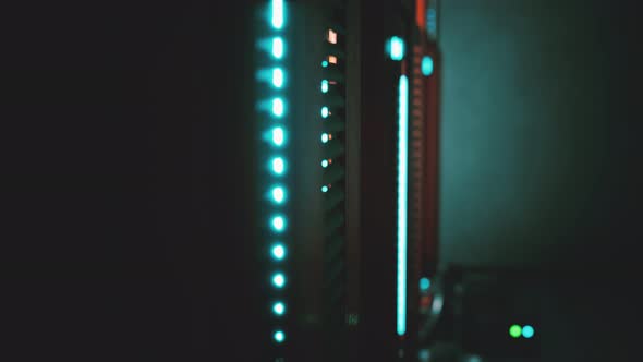 Clean Industrial Interior of a Data Server Room with Servers