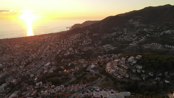 Aerial View Alanya Turkey  Resort Town Seashore