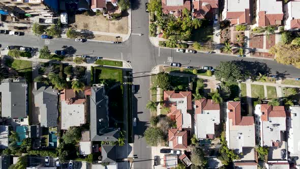 Aerial Top View Above MidCity Neighborhood in Central Los Angeles