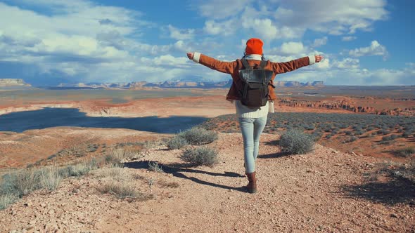 Young traveler in the desert