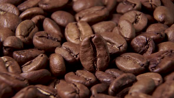 Rotating Shot of Delicious Roasted Coffee Beans