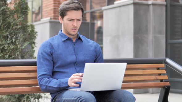 Failure Man Frustrated By Results Sitting Outside Office