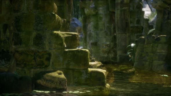 Stone Ruins in a Forest, Abandoned Ancient Castle alt