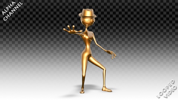 3D Gold Woman - Cartoon Grease Dance