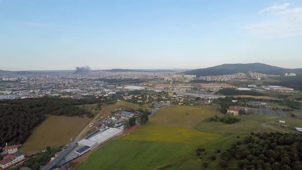 Aerial Fields and City