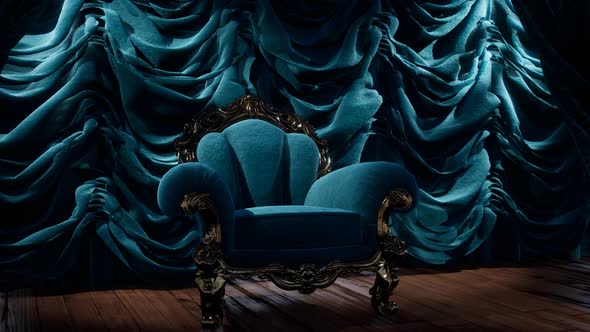 Luxurious Theater Curtain Stage with Chair alt