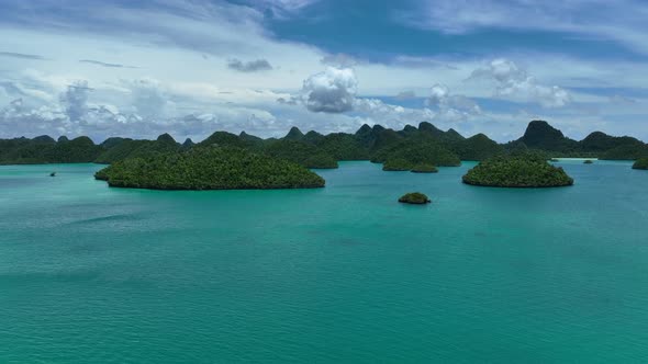 Aerial view of  Wajag Islands archipelago, Raja Ampat, West Papua, Indonesia.