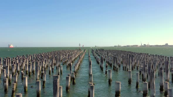 Princes Pier in Port Melbourne Australia Seen From the Air