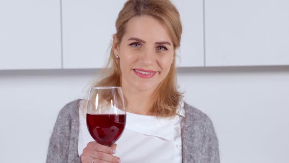 Female with Blond Hair with Drink