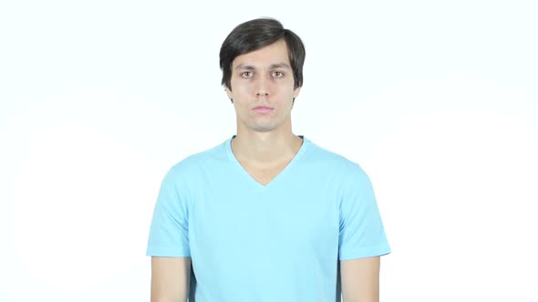Portrait Of Young Casual Man, White Background