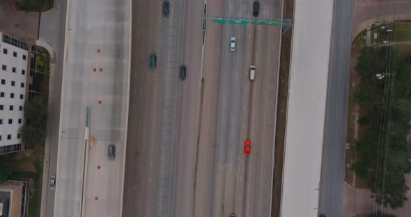 4k aerial of cars on 610 South loop freeway in Houston