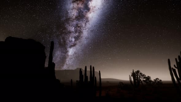 Hyperlapse in Death Valley National Park Desert Moonlit Under Galaxy Stars