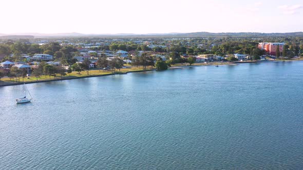 Aerial view of Pumicestone Passage, Sunshine Coast, Queensland, Australia