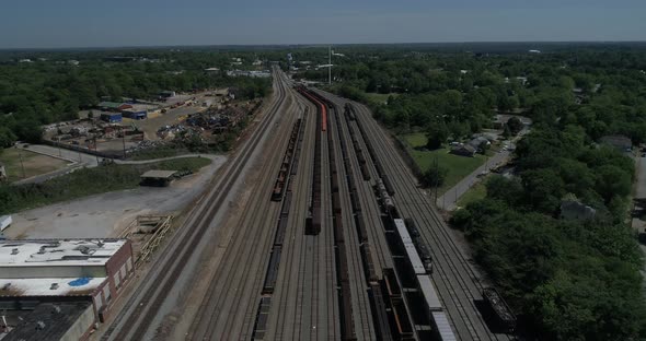 Atlanta Aerial View Including Railroad and Trains.  4k 60fps.
