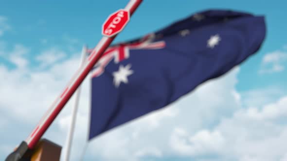 Closed Boom Gate on the Australian Flag Background
