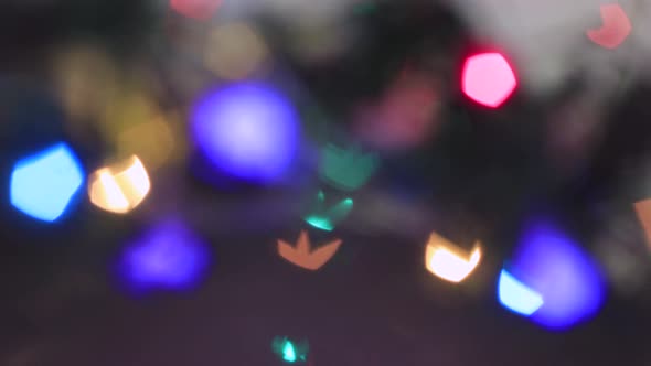 Out of Focus Christmas Colored Lights Flicker Beautifully