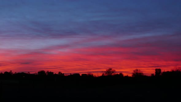 Vibrant Red Sunrise Timelapse