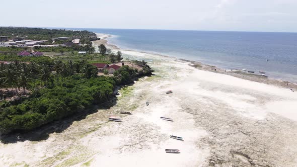 Aerial View of Low Tide in the Ocean Near the Coast of Zanzibar Tanzania