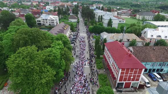 Aerial view of the Maial Parade in Nasaud