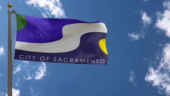 Sacramento City Flag California (Usa) On Flagpole