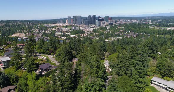 Bellevue Washington Downtown Skyline Aerial Above View