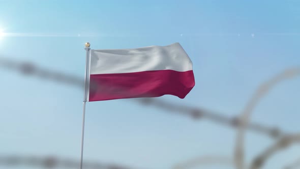 Poland Flag Behind Border