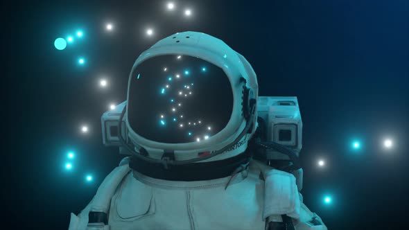 Astronaut Surrounded By Flashing Neon Lights