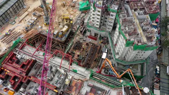 Top down view of construction site in Hong Kong