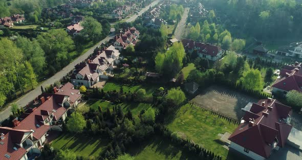 Aerial view of a new housing estate in the suburbs.