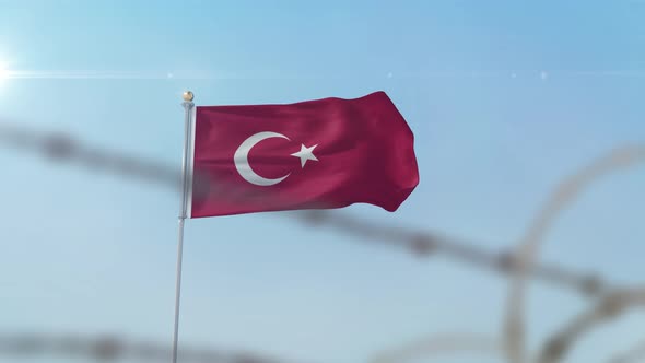 Turkey Flag Behind Border