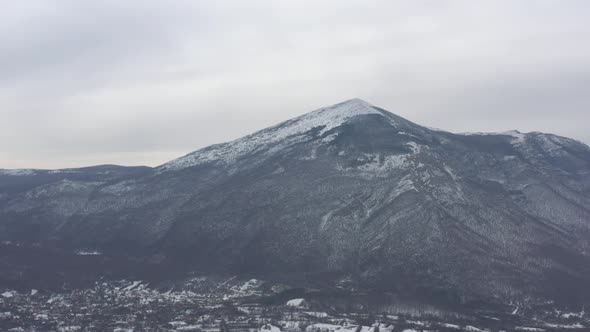 Mountain Rtanj under snow 4K drone footage