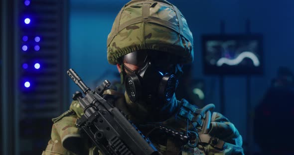 Portrait of Soldier in Full Combat Gear