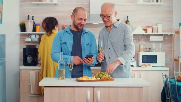 Showing Father How to Use Modern Smartphone