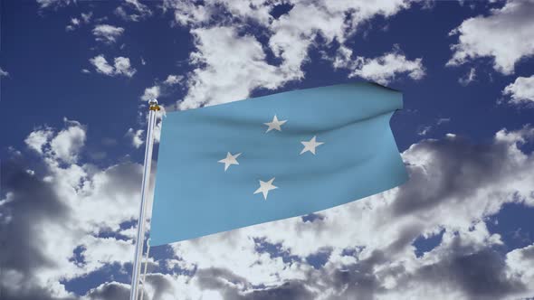 Micronesia Flag With Sky 4k