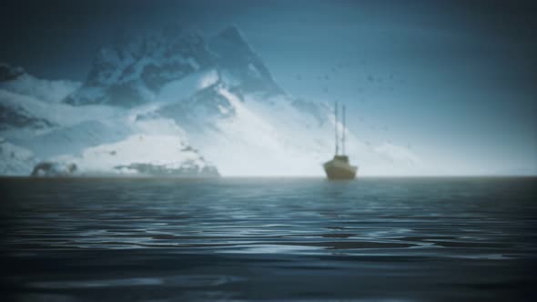 Snow Covered Mountains in Northern Ocean