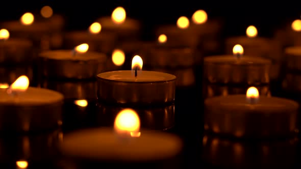 Mourning candles close up