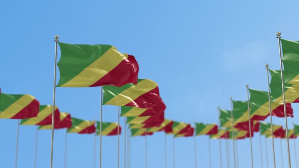 Congo Republic Row Of Flags 3D Animation