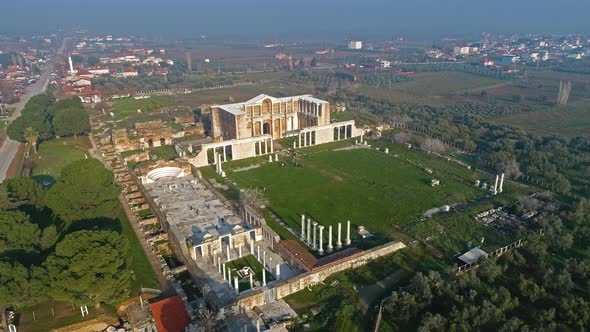 The Ancient Synagogue of Sardis Wide Angel Drone Shoot