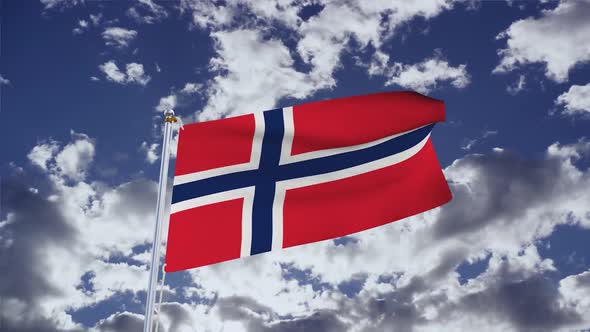 Norway Flag With Sky