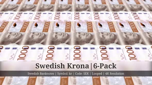 Swedish Krona | Sweden Currency - 6 Pack | 4K Resolution | Looped