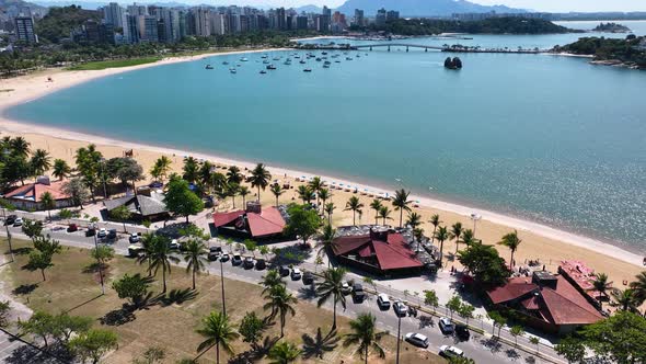 Stunning landscape of tropical scenery at coast city of Vitoria capital city of Espirito Santo Brazi