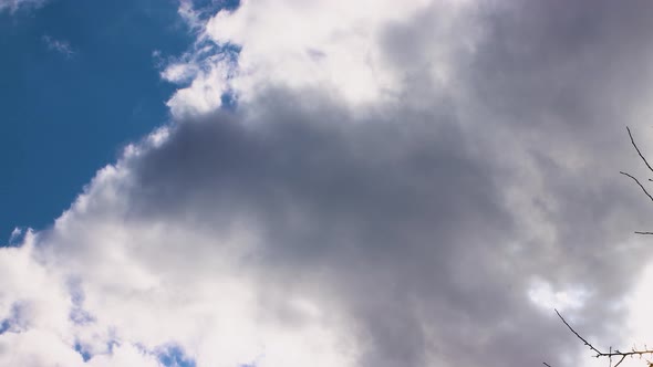 A Beautiful Panorama of the Blue Sky with Slowly Moving White Clouds