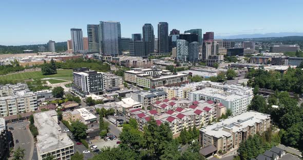 Aerial View Of Bellevue Washington Downtown Skyscrapers