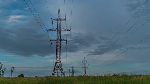 Electricity Pylons and Clouds