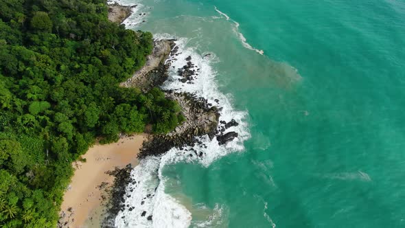 Top lake view of Beautiful crystal waves water on  beach.